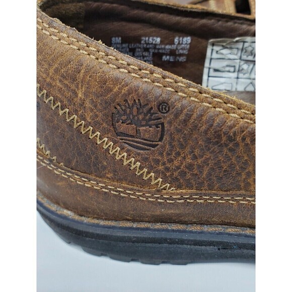 TIMBERLAND BROWN LEATHER SLIP ON CLOSED TOE SHOES COMFORT MEN SIZE 8M - Picture 5 of 14